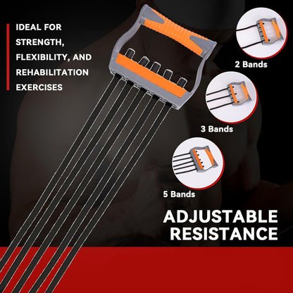 Adjustable Chest Expander 5 Ropes Resistance with Non-Slip Comfortable Handles, Portable & Lightweight Design
