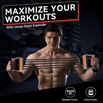 Adjustable Chest Expander 5 Ropes Resistance with Non-Slip Comfortable Handles, Portable & Lightweight Design