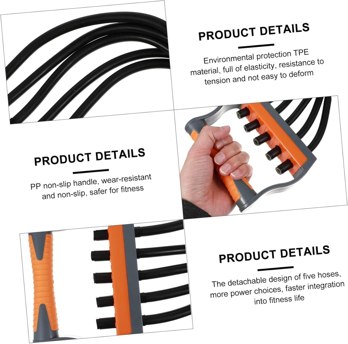 Adjustable Chest Expander 5 Ropes Resistance with Non-Slip Comfortable Handles, Portable & Lightweight Design