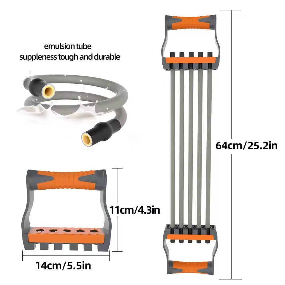 Adjustable Chest Expander 5 Ropes Resistance with Non-Slip Comfortable Handles, Portable & Lightweight Design