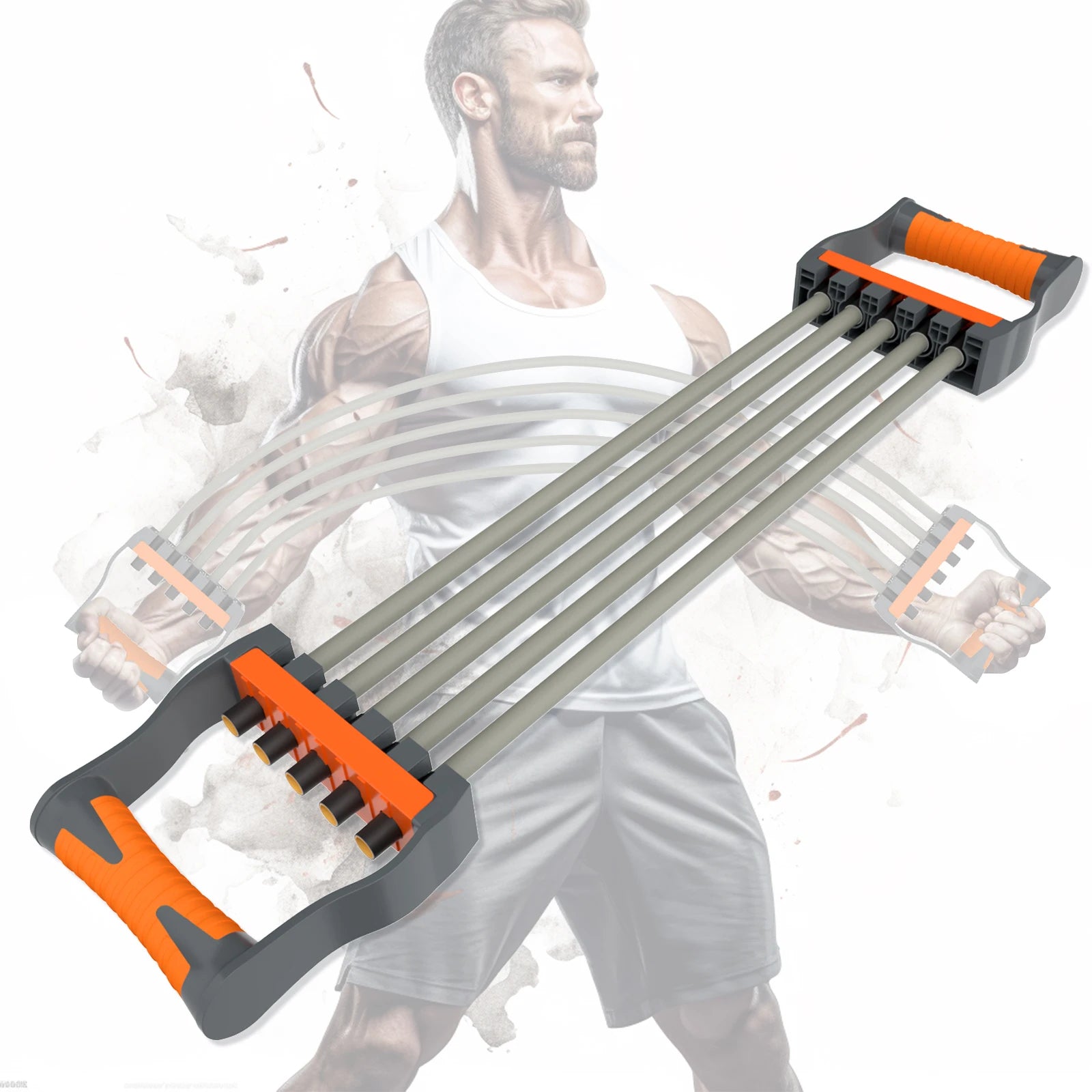 Adjustable Chest Expander 5 Ropes Resistance with Non-Slip Comfortable Handles, Portable & Lightweight Design