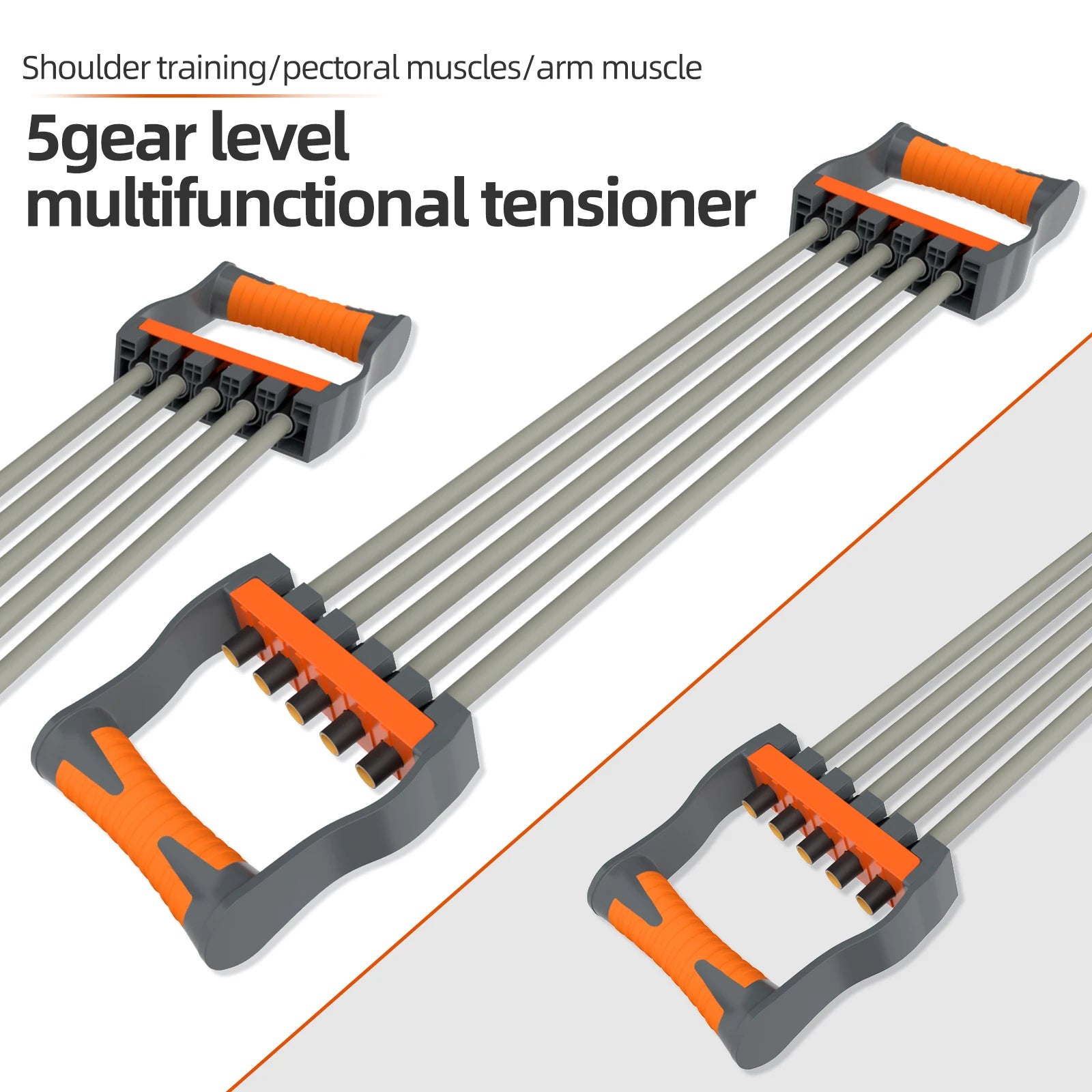 Adjustable Chest Expander 5 Ropes Resistance with Non-Slip Comfortable Handles, Portable & Lightweight Design