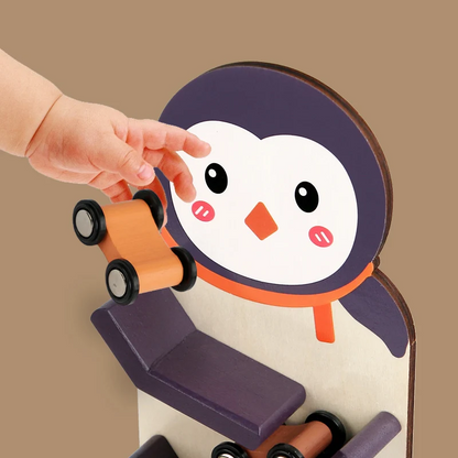 Animals Wooden Car Ramp Racer Toy, Zig Slide, Educational Game, Safe for Ages 1+