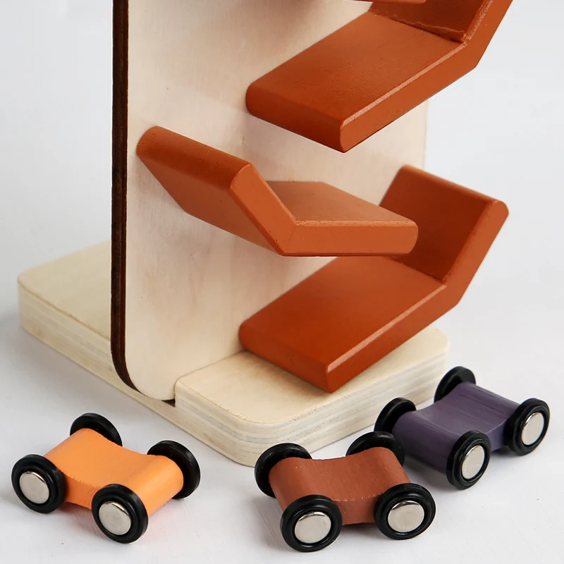 Animals Wooden Car Ramp Racer Toy, Zig Slide, Educational Game, Safe for Ages 1+