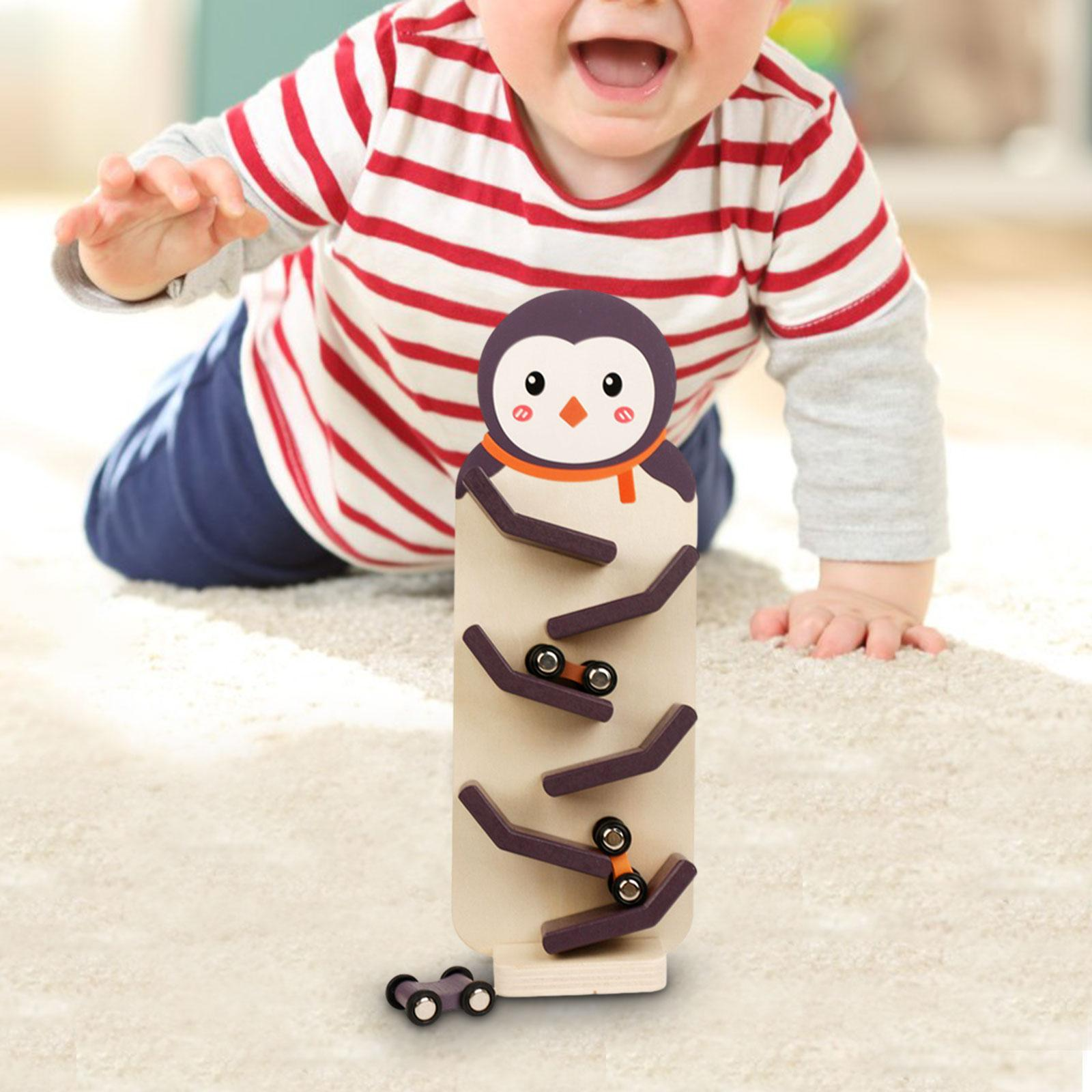 Animals Wooden Car Ramp Racer Toy, Zig Slide, Educational Game, Safe for Ages 1+