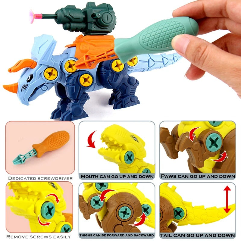 Build & Blast Dinosaur Adventure Set with Foam Bullet Launcher, Easy to Assemble and Disassemble, Safe for Ages 3+