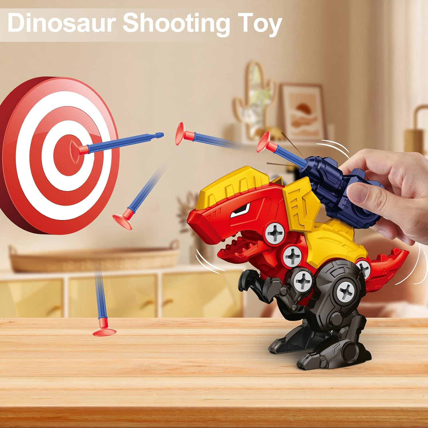 Build & Blast Dinosaur Adventure Set with Foam Bullet Launcher, Easy to Assemble and Disassemble, Safe for Ages 3+