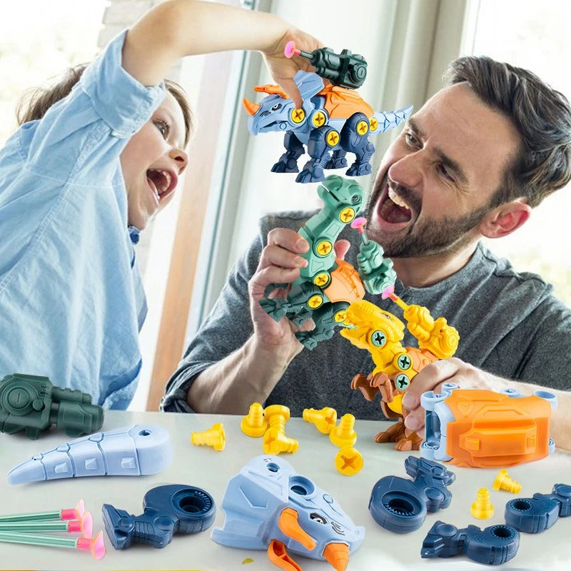 Build & Blast Dinosaur Adventure Set with Foam Bullet Launcher, Easy to Assemble and Disassemble, Safe for Ages 3+