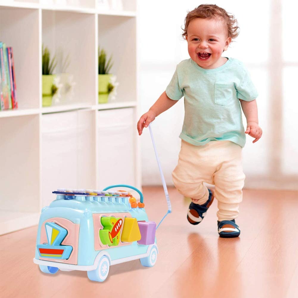 Bus Playing Music Toy, Multifunctional Cartoon Imitation Instrument Xylophone, Baby Tapping Piano