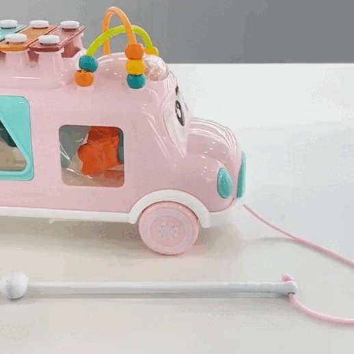 Bus Playing Music Toy, Multifunctional Cartoon Imitation Instrument Xylophone, Baby Tapping Piano