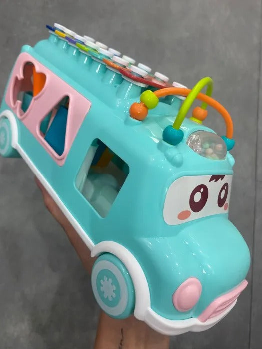 Bus Playing Music Toy, Multifunctional Cartoon Imitation Instrument Xylophone, Baby Tapping Piano