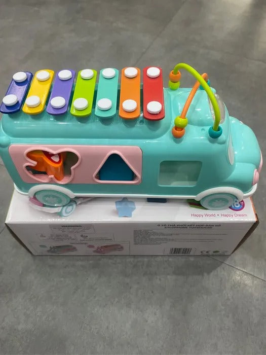 Bus Playing Music Toy, Multifunctional Cartoon Imitation Instrument Xylophone, Baby Tapping Piano