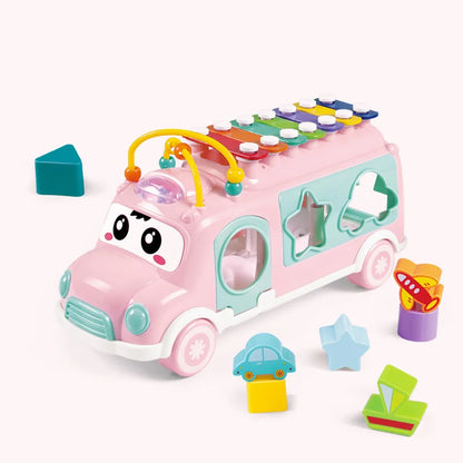 Bus Playing Music Toy, Multifunctional Cartoon Imitation Instrument Xylophone, Baby Tapping Piano