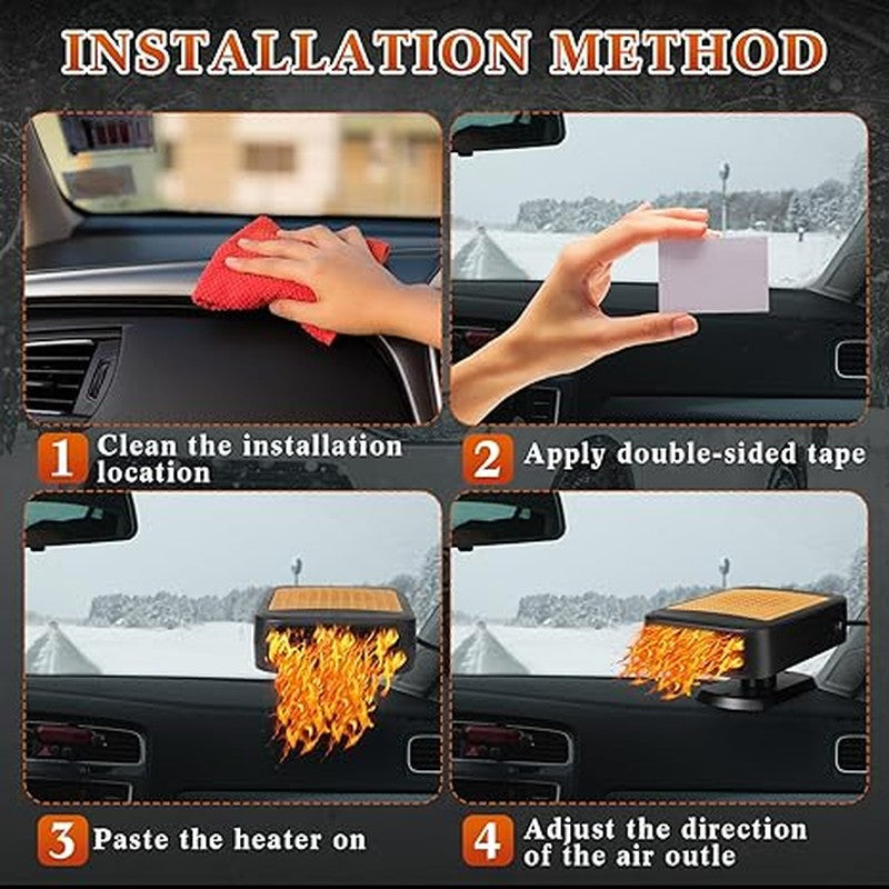 Car Heater, 12V/24v 200W Car Heater 2 in 1 Heating Fan Defroster Demister Car Amplifier Cooling Fans