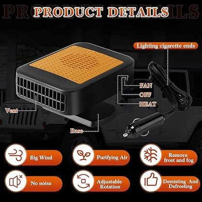 Car Heater, 12V/24v 200W Car Heater 2 in 1 Heating Fan Defroster Demister Car Amplifier Cooling Fans