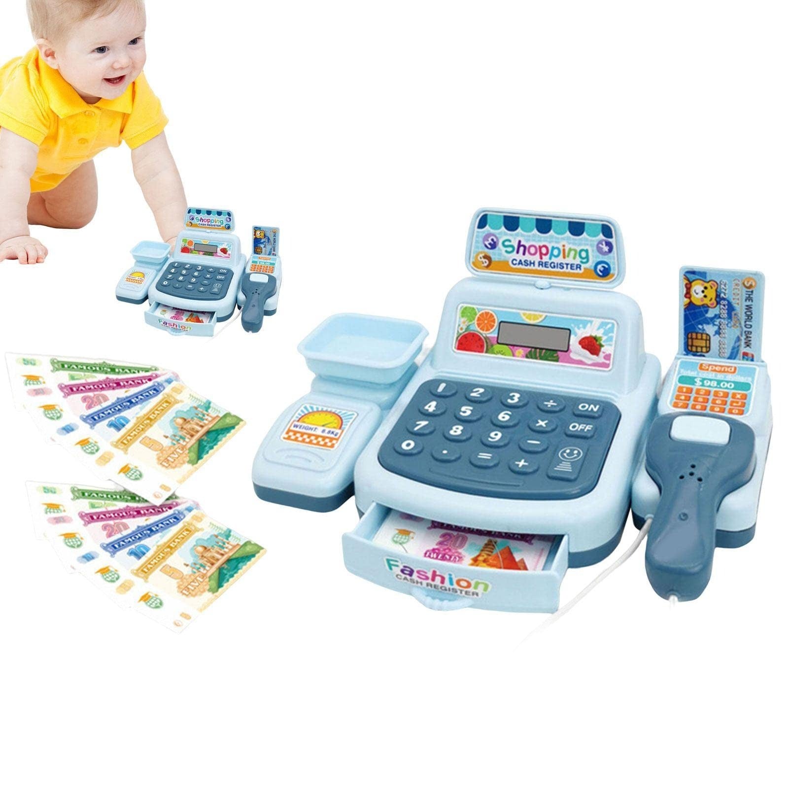 Cash Register Toy with Lights & Sounds, Electronic Gameplay, Safe for Ages 3+