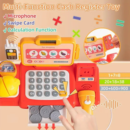 Cash Register Toy with Role-Play Features, Built-in Calculator, Mobile Payment, Safe for Ages 3+