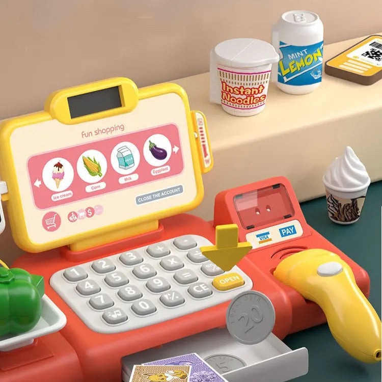 Cash Register Toy with Role-Play Features, Built-in Calculator, Mobile Payment, Safe for Ages 3+