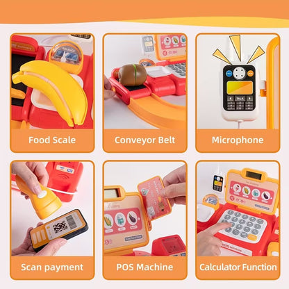 Cash Register Toy with Role-Play Features, Built-in Calculator, Mobile Payment, Safe for Ages 3+