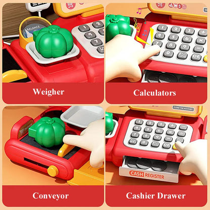 Cash Register Toy with Role-Play Features, Built-in Calculator, Mobile Payment, Safe for Ages 3+
