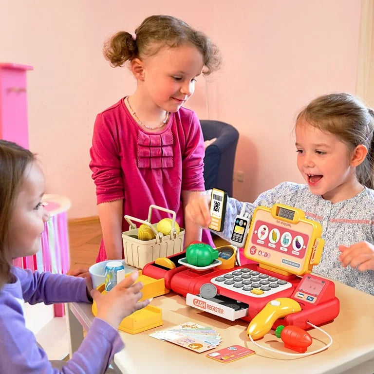 Cash Register Toy with Role-Play Features, Built-in Calculator, Mobile Payment, Safe for Ages 3+
