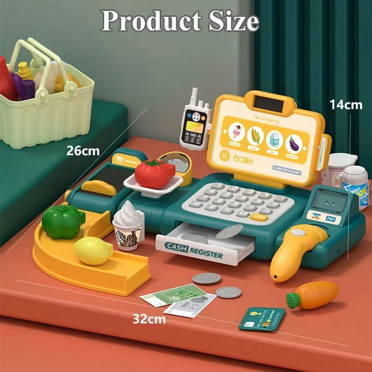 Cash Register Toy with Role-Play Features, Built-in Calculator, Mobile Payment, Safe for Ages 3+