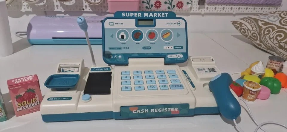 Cash Register Toy with Role-Play Features, Built-in Calculator, Mobile Payment, Safe for Ages 3+
