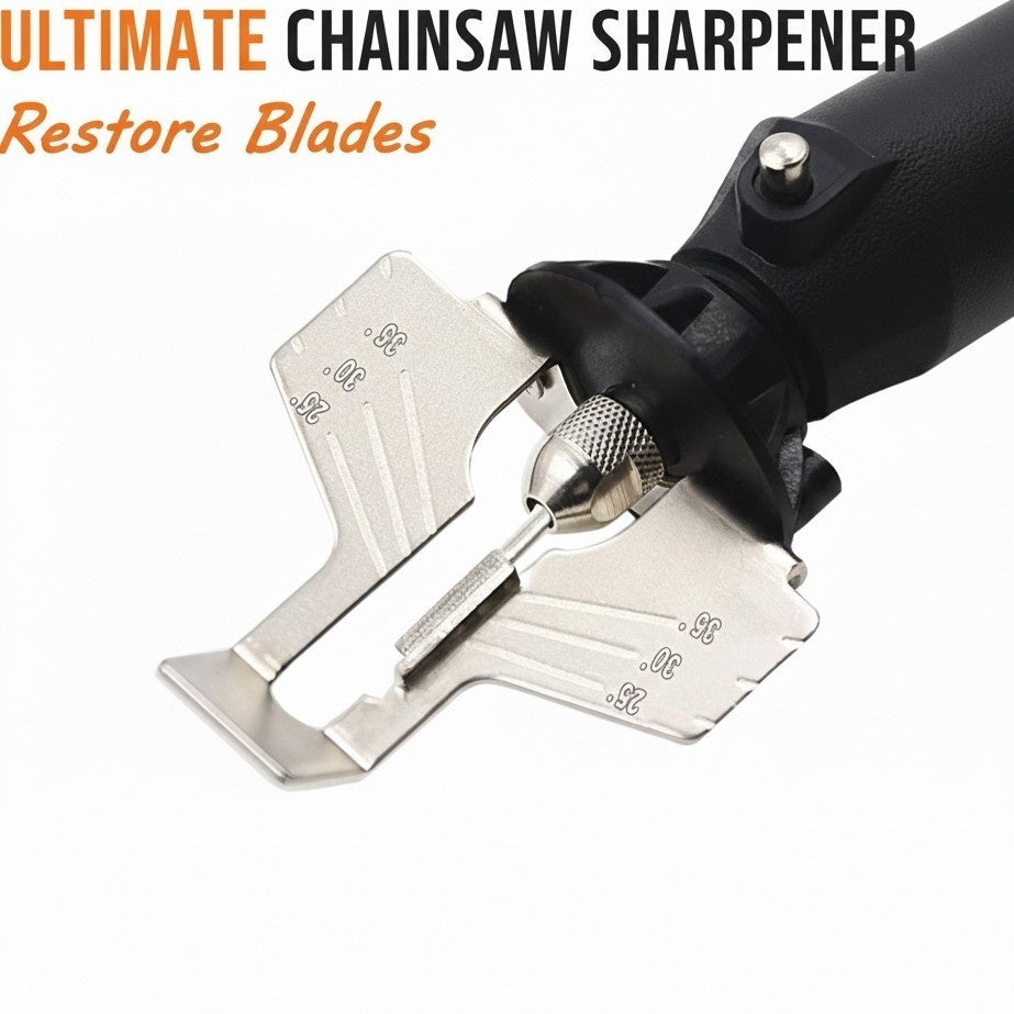 Chainsaw Sharpening Tool with 3 Polishing Bits and a Ruler, Featuring High-Speed Steel Grinding Heads