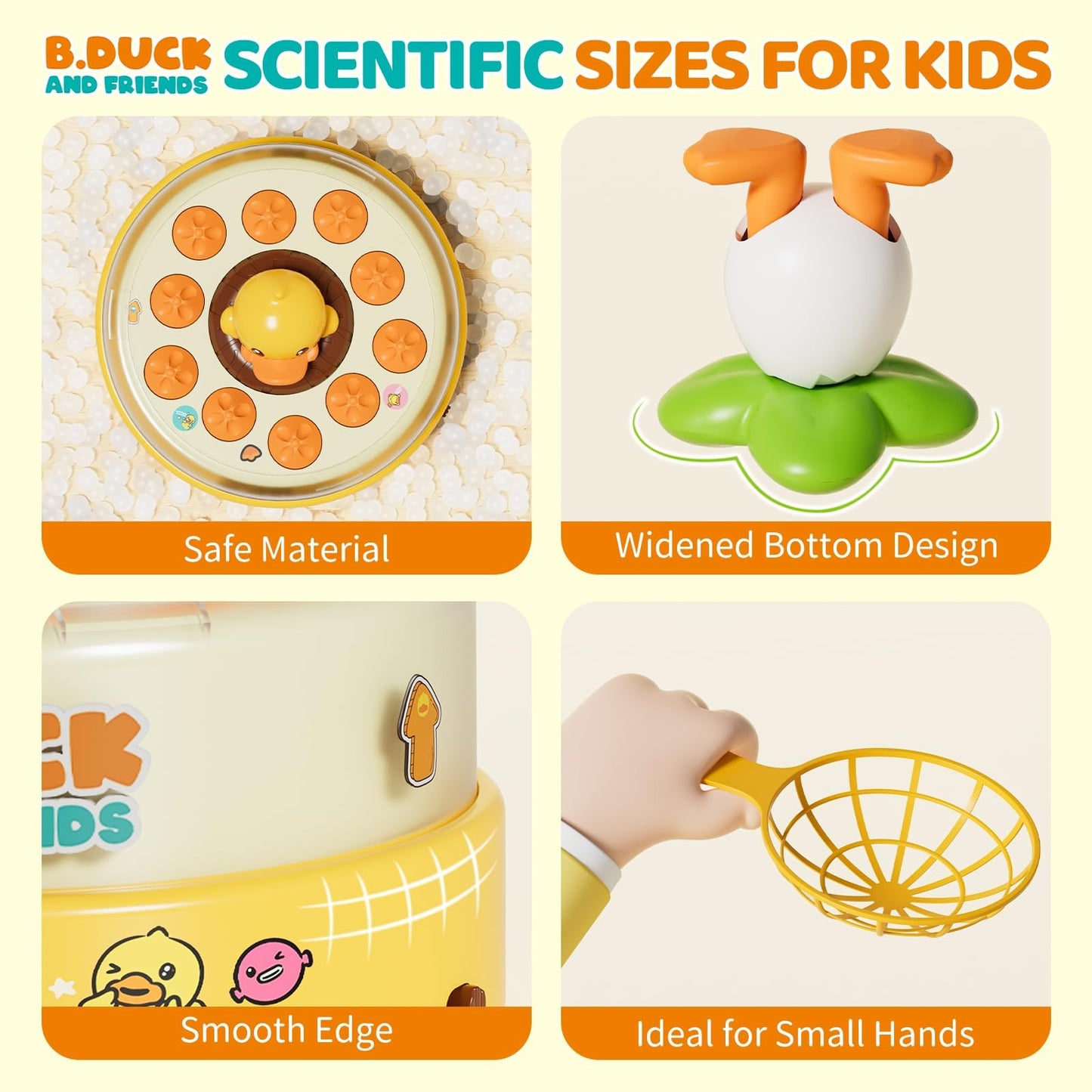 Children Duck Fishing Toy with Spring Popping Ducks, Catching Net and Spinner Base – Safe for Ages 3+