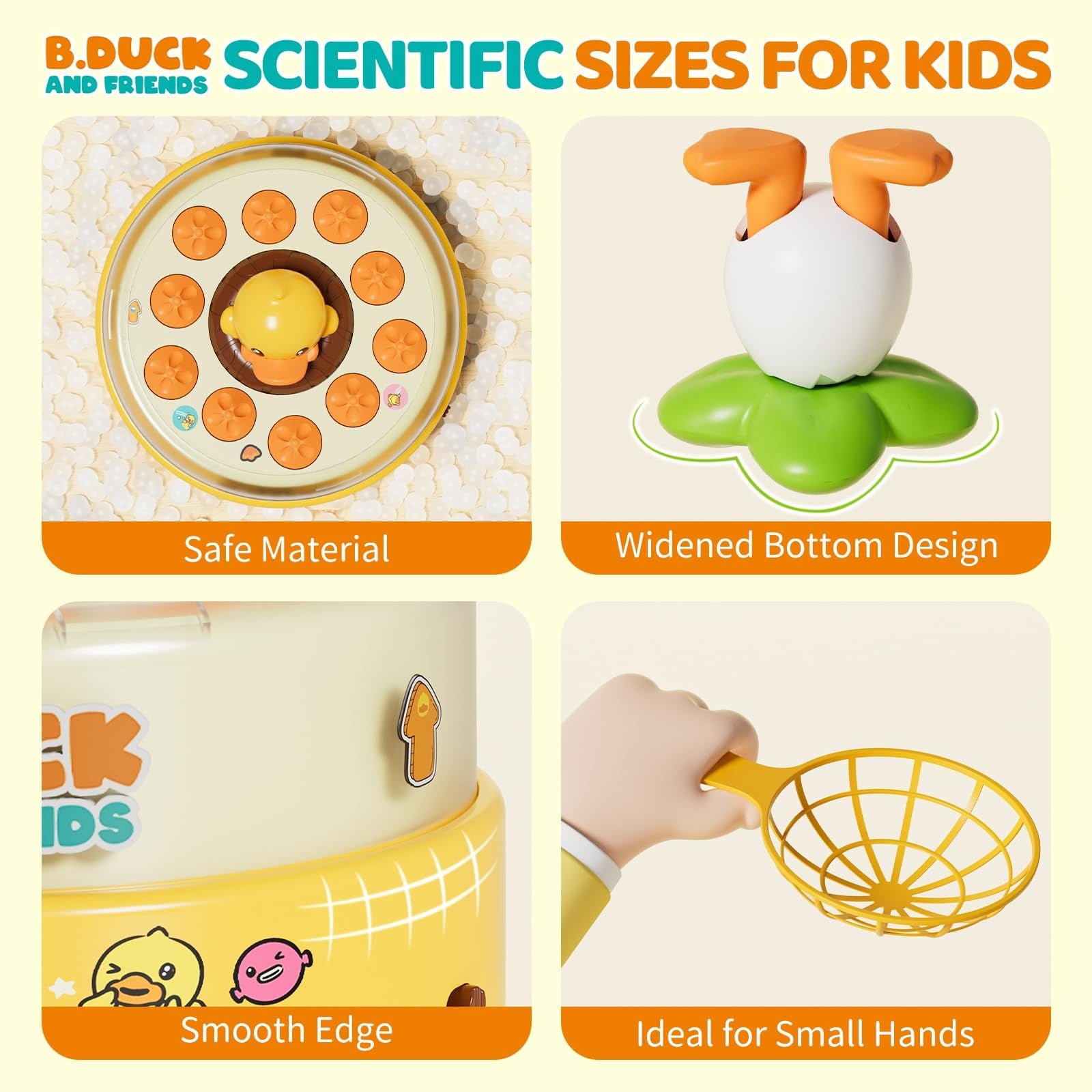 Children Duck Fishing Toy with Spring Popping Ducks, Catching Net and Spinner Base – Safe for Ages 3+