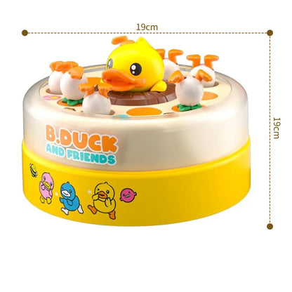 Children Duck Fishing Toy with Spring Popping Ducks, Catching Net and Spinner Base – Safe for Ages 3+