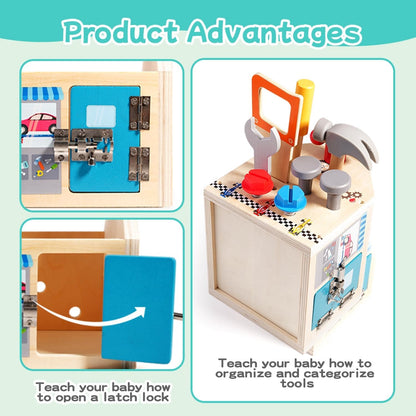 Childrens Wooden Toolbox Set Toy, Develop Real-Life Building Skills & Creative Thinking, Safe for Aged 2+