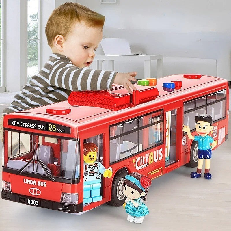 City Bus Toy with Sound, Lights, Opening & Closing Doors – Safe for Ages 3+