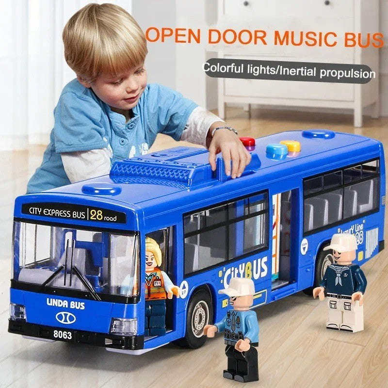 City Bus Toy with Sound, Lights, Opening & Closing Doors – Safe for Ages 3+