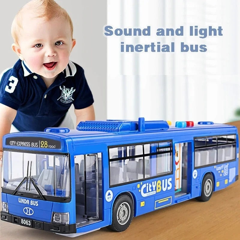 City Bus Toy with Sound, Lights, Opening & Closing Doors – Safe for Ages 3+