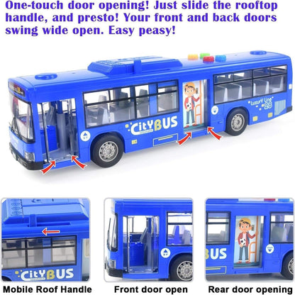 City Bus Toy with Sound, Lights, Opening & Closing Doors – Safe for Ages 3+