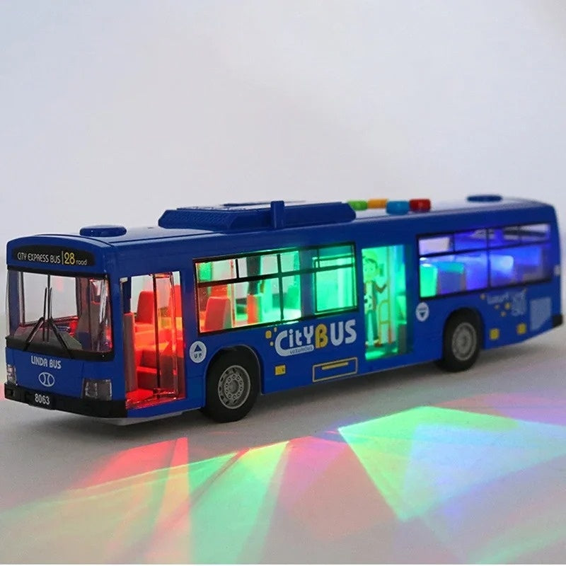City Bus Toy with Sound, Lights, Opening & Closing Doors – Safe for Ages 3+