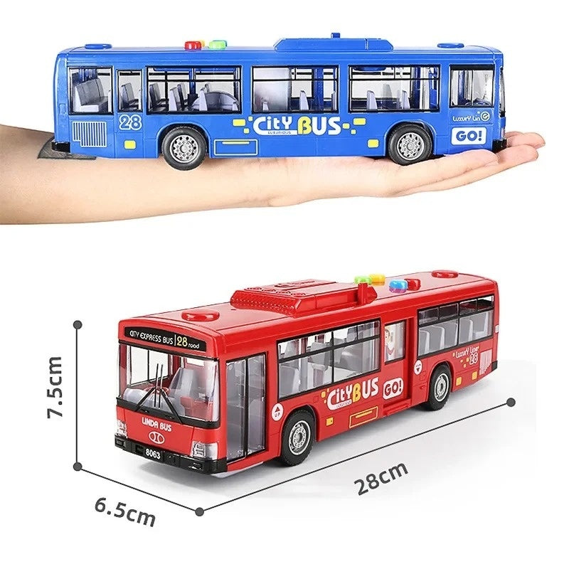 City Bus Toy with Sound, Lights, Opening & Closing Doors – Safe for Ages 3+