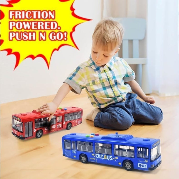 City Bus Toy with Sound, Lights, Opening & Closing Doors – Safe for Ages 3+