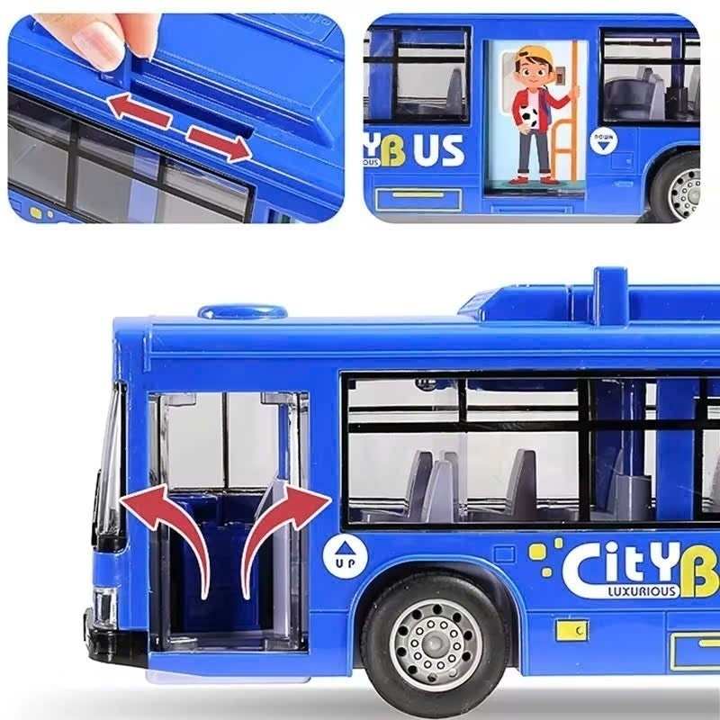 City Bus Toy with Sound, Lights, Opening & Closing Doors – Safe for Ages 3+