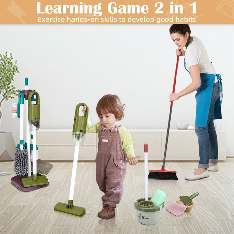 Cleaner Tool Toy with Hanging Rack, Easy to Assemble and Disassemble, Safe for Ages 3