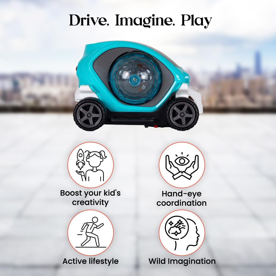 Colorful Electric Toy Car with 360° Spinning Wheels, Bright 4D Lights, Playful Music, Safe for Ages 4+
