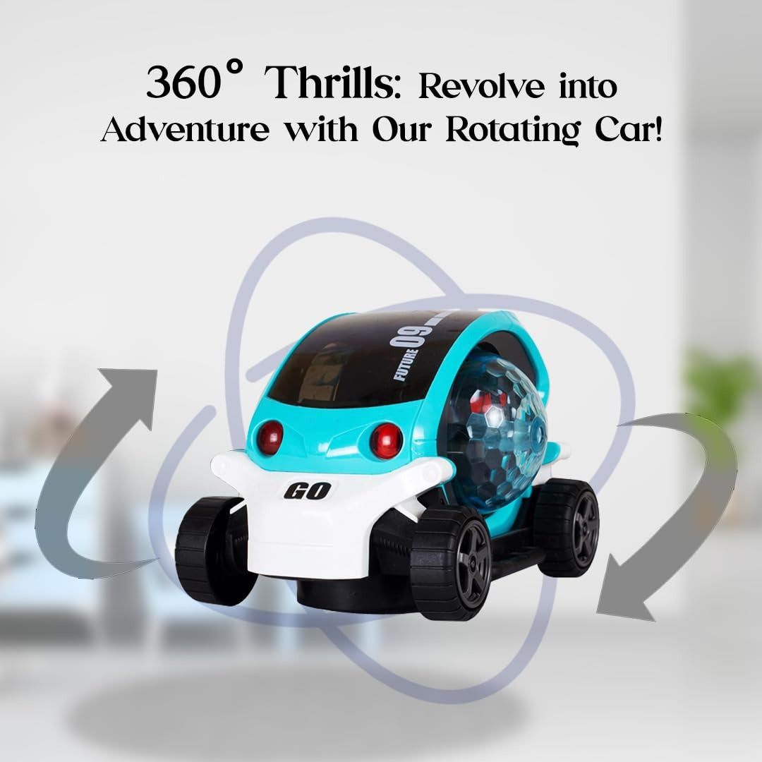 Colorful Electric Toy Car with 360° Spinning Wheels, Bright 4D Lights, Playful Music, Safe for Ages 4+