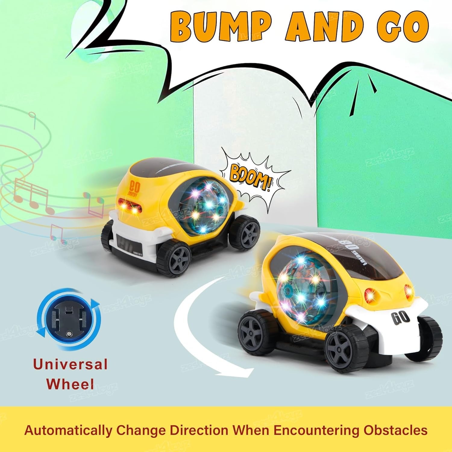 Colorful Electric Toy Car with 360° Spinning Wheels, Bright 4D Lights, Playful Music, Safe for Ages 4+