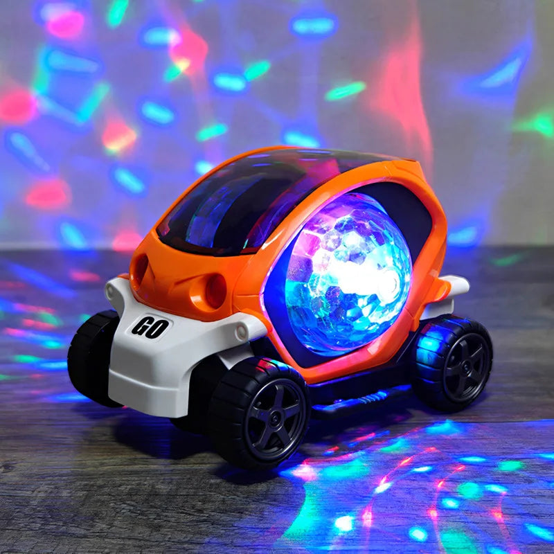 Colorful Electric Toy Car with 360° Spinning Wheels, Bright 4D Lights, Playful Music, Safe for Ages 4+