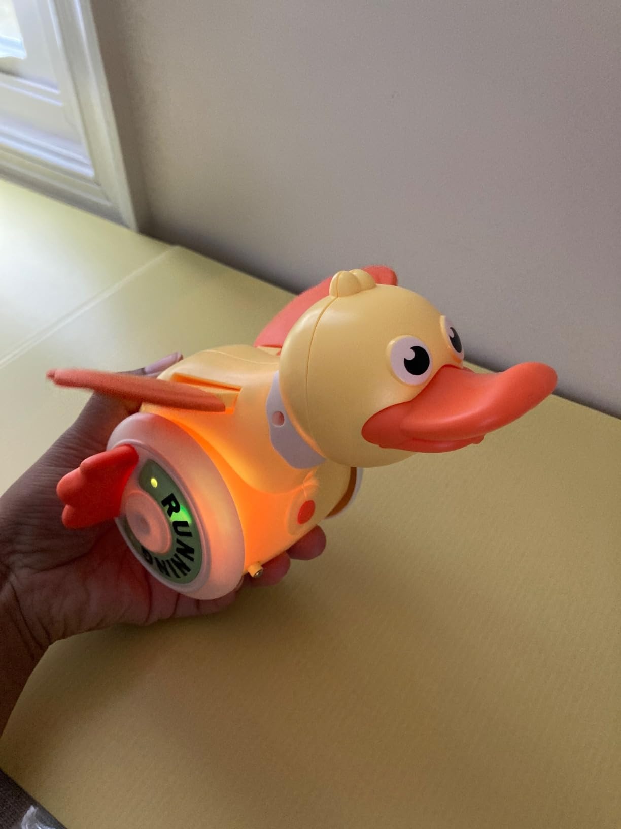 Crawling Baby with Musical Duck, Auto Obstacle Avoidance, RGB Lights, 360° Spinning, Safe for Ages 1+