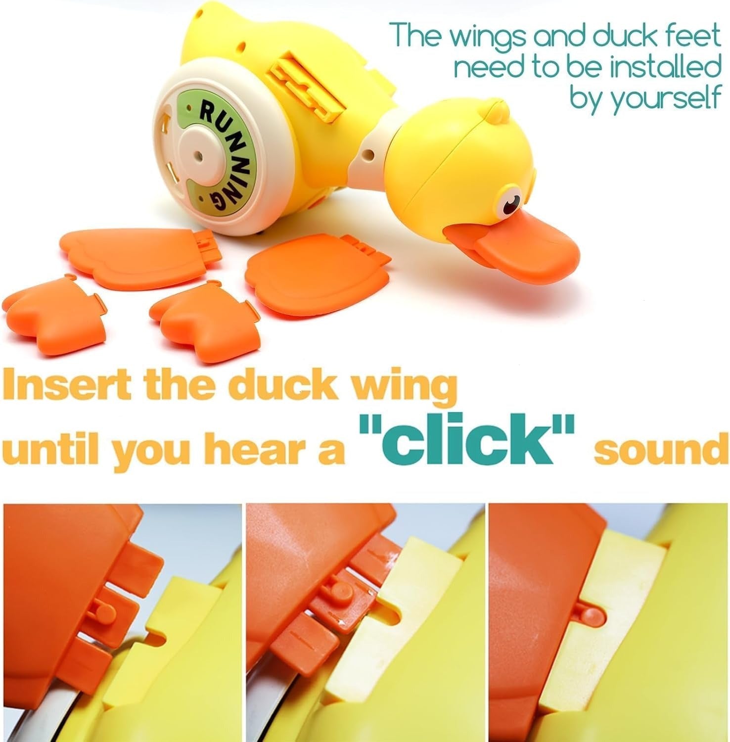 Crawling Baby with Musical Duck, Auto Obstacle Avoidance, RGB Lights, 360° Spinning, Safe for Ages 1+