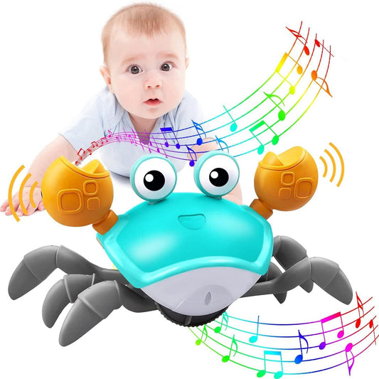 Crawling Crab Toy with Obstacle Avoidance Sensor, Music and LED Lights, Safe for Ages 3+
