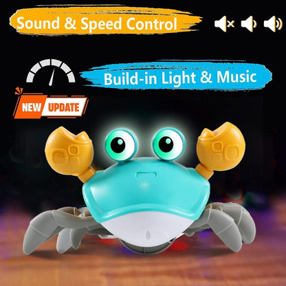 Crawling Crab Toy with Obstacle Avoidance Sensor, Music and LED Lights, Safe for Ages 3+