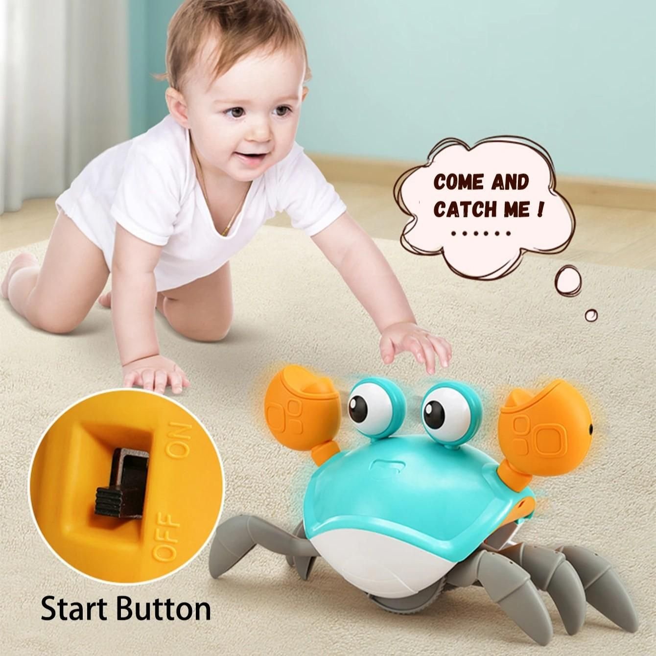 Crawling Crab Toy with Obstacle Avoidance Sensor, Music and LED Lights, Safe for Ages 3+